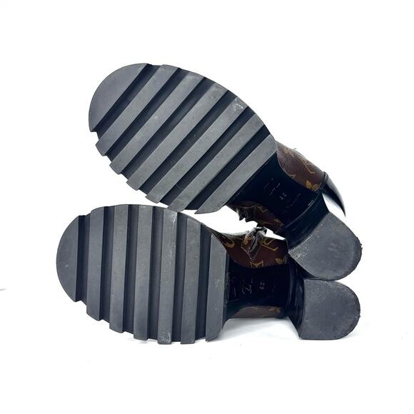 Louis Vuitton Star Trail LV Monogram Black Leather Platform Booties 36 - Picture 7 of 9